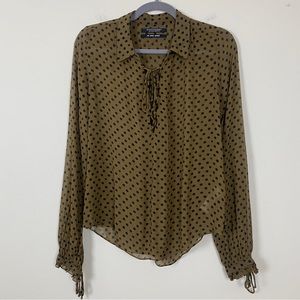 Scotch & Soda Stars and Dot Print Lace Up Blouse Long Sleeve XS